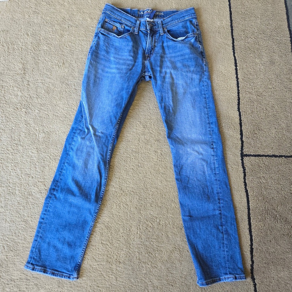 US Polo Assn Mens Activate Stretch Jeans Blue Straight Leg 30x32